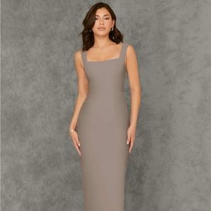 NWT Azazie Flori Dress in Taupe